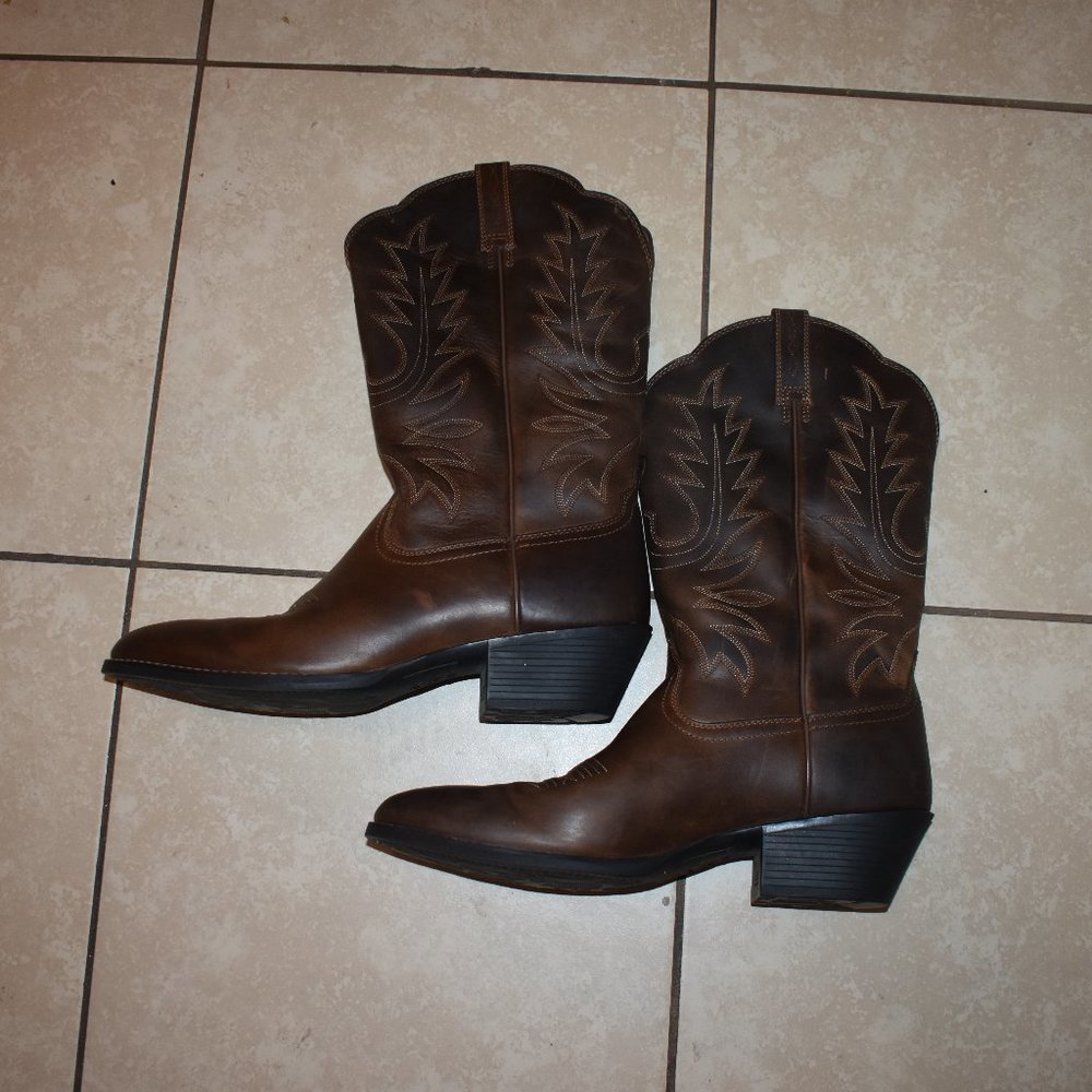 Heritage R Toe Distressed Brown Western Boot Size 11B - Picture 5 of 10